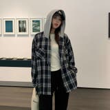 フード付きゆったりチェック柄シャツ | Alvia | 詳細画像6