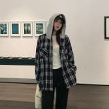 フード付きゆったりチェック柄シャツ | Alvia | 詳細画像9
