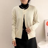 アイボリー | クルーネック長袖ニットカーディガン | Alvia