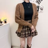 ベージュ | ケーブル編みVネックニットカーディガン | Alvia