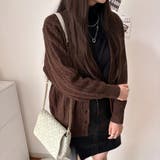 ブラウン | ケーブル編みVネックニットカーディガン | Alvia
