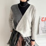 Vネック配色切り替えニット | Alvia | 詳細画像1