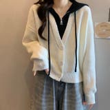 フード付きレイヤード風ニットカーディガン／カジュアル羽織り | Alvia | 詳細画像4 