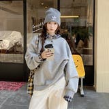 チェック切替 オーバーサイズ裏起毛フェイクレイヤードプルオーバー/トレーナー | Alvia | 詳細画像13