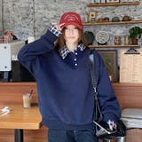 チェック切替 オーバーサイズ裏起毛フェイクレイヤードプルオーバー/トレーナー | Alvia | 詳細画像18