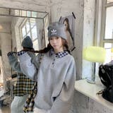チェック切替 オーバーサイズ裏起毛フェイクレイヤードプルオーバー/トレーナー | Alvia | 詳細画像3