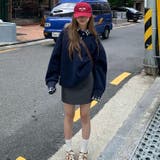 チェック切替 オーバーサイズ裏起毛フェイクレイヤードプルオーバー/トレーナー | Alvia | 詳細画像8