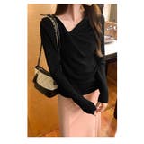 秋冬新作 アシメネックドレープニットトップス／大人フェミニン | Alvia | 詳細画像3 