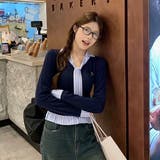 ネイビー | レイヤード風トップス | Alvia