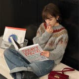 グレー | ノルディック柄ニットプルオーバー | Alvia