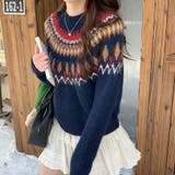 ノルディック柄ニットプルオーバー | Alvia | 詳細画像1