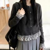 ドットチュール切り替え ニットカーディガン | Alvia | 詳細画像14 