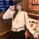 ドットチュール切り替え ニットカーディガン | Alvia | 詳細画像11 
