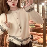 ドットチュール切り替え ニットカーディガン | Alvia | 詳細画像15 