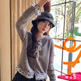 ドットチュール切り替え ニットカーディガン | Alvia | 詳細画像3 