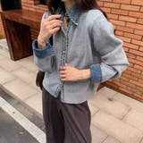デニムレイヤード風ニットカーディガン | Alvia | 詳細画像2