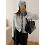 デニムレイヤード風ニットカーディガン | Alvia | 詳細画像8