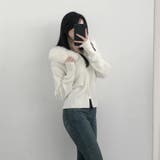 フェイクファーフード付き ジップニット | Alvia | 詳細画像7 