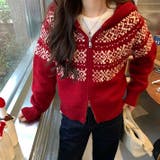 ノルディック柄フード付き ニット | Alvia | 詳細画像1