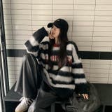 ホワイト | シャキーボーダーニットプルオーバー | Alvia