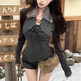 ファー衿レースアップトップス | Alvia | 詳細画像9 