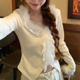 アイボリー | Vネックファー付きトップス | Alvia