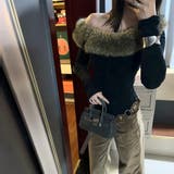 ファー付きオフショルダートップス セクシー 春 | Alvia | 詳細画像2 