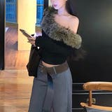 ファー付きオフショルダートップス セクシー 春 | Alvia | 詳細画像3 