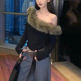ファー付きオフショルダートップス セクシー 春 | Alvia | 詳細画像6 