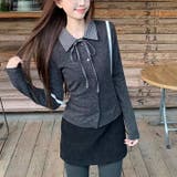 リボンドッキング裏起毛トップス オフィス 春 | Alvia | 詳細画像9 