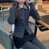 リボンドッキング裏起毛トップス オフィス 春 | Alvia | 詳細画像11 