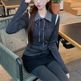 リボンドッキング裏起毛トップス オフィス 春 | Alvia | 詳細画像12 