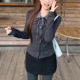 リボンドッキング裏起毛トップス オフィス 春 | Alvia | 詳細画像15 