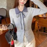 リボンドッキング裏起毛トップス オフィス 春 | Alvia | 詳細画像6 