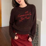 モカ | 刺繍ロゴニットプルオーバー 春 韓国 | Alvia