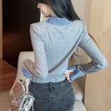 チェック衿トップス オフィス 春 | Alvia | 詳細画像4 