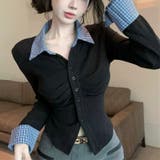 ブラック | チェック衿トップス オフィス 春 | Alvia