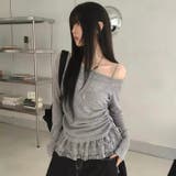 グレー | 春新作 レイヤード風オフショルダートップス ２点セット | Alvia