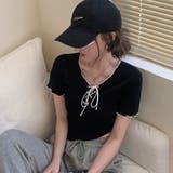 ネッククロスリボン半袖Tシャツ 半袖Tシャツ 韓国ファッション | Alvia | 詳細画像14