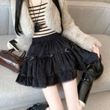 ブラック | リボン付きミニスカート インナーパンツ付き | Alvia