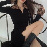 レオパード柄ファー付きリブミニワンピーストレンド柄・フェミニン・秋冬コーデ | Alvia | 詳細画像6