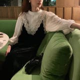 ブラック | ベルベットVネックレース×サイドリボンジャンスカ | Alvia