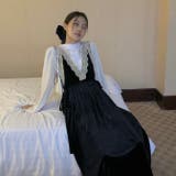 ベルベットVネックレース×サイドリボンジャンスカ | Alvia | 詳細画像7