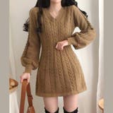 Vネックミニニットワンピース | Alvia | 詳細画像1 