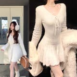 シャギーミニワンピース ふわふわフィット フレアニットワンピース | Alvia | 詳細画像1