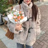 グレー | フェイクもこもこファーコートハイネック | Alvia