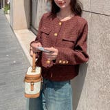 レッド | ノーカラーツイードジャケット ラメ入り | Alvia