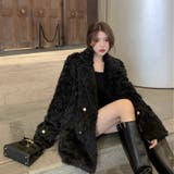 ブラック | 触れたくなるふわふわ感♡エコファーテーラードジャケット/コート | Alvia