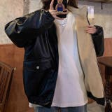 リバーシブルフェイクレザー×ボアアジャケット ブルゾン オーバーサイズ | Alvia | 詳細画像11 