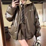 リバーシブルフェイクレザー×ボアアジャケット ブルゾン オーバーサイズ | Alvia | 詳細画像15 